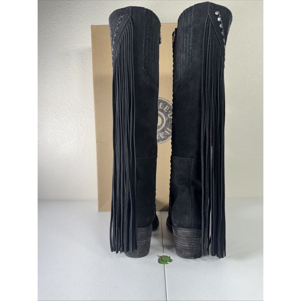DOUBLE D RANCH Old Gringo Fringe Cowboy Boots Black Suede 8.5 Western Festival - Picture 11 of 16